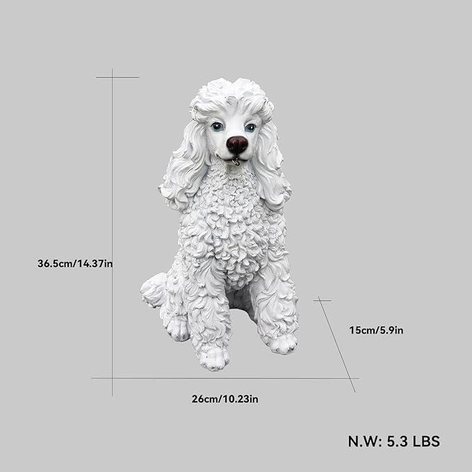 Outdoor Poodle Dog Statue with Interchangeable Welcome Sign and Detachable - Image 2