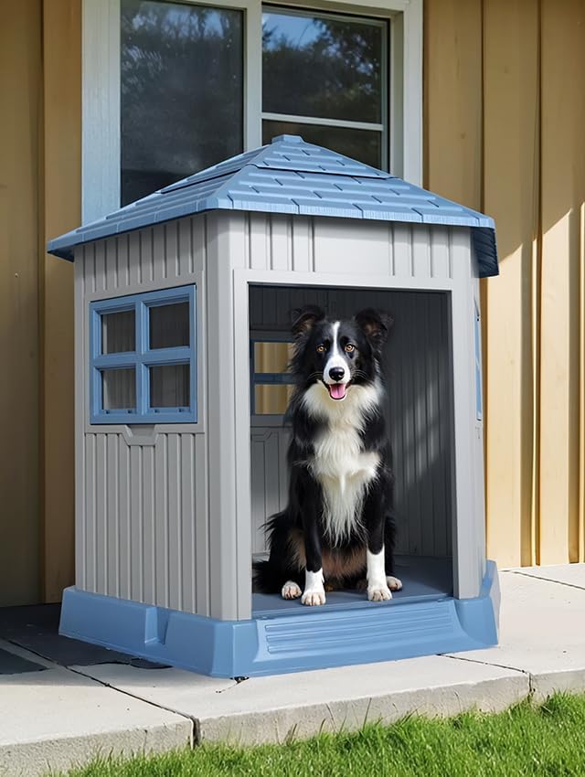 Vixzen Large Outdoor Dog House, Durable Water Resistant Resin Dog House - Image 2