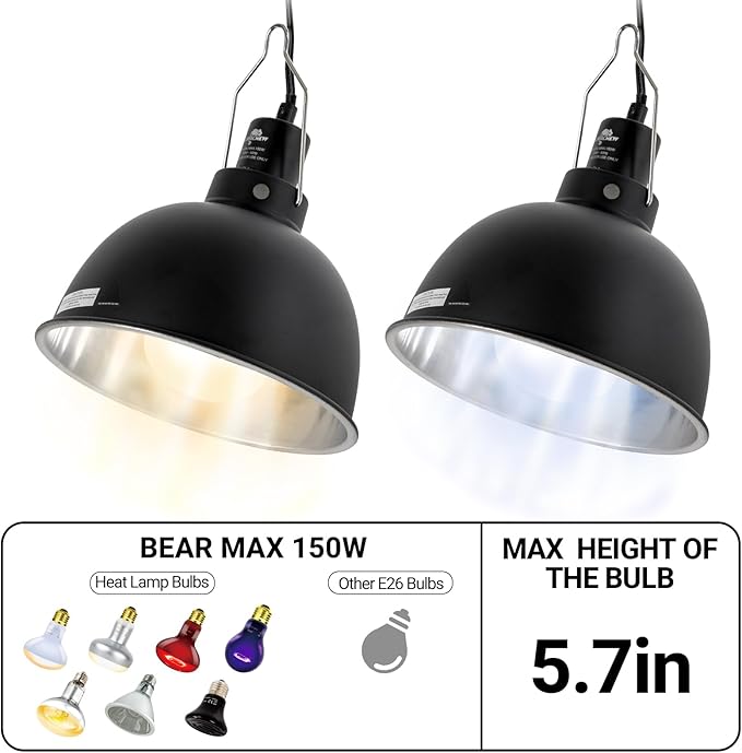 2 Pack Reptile Light Fixture, 8.5in Deep Dome Reptile Lamp Fixture, Optical - Image 4