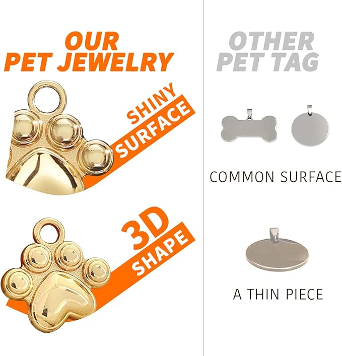Dogs ID Tags Personalized Double Sided Deep Engraved Cat & Dog Collar Charm Paw - Image 5