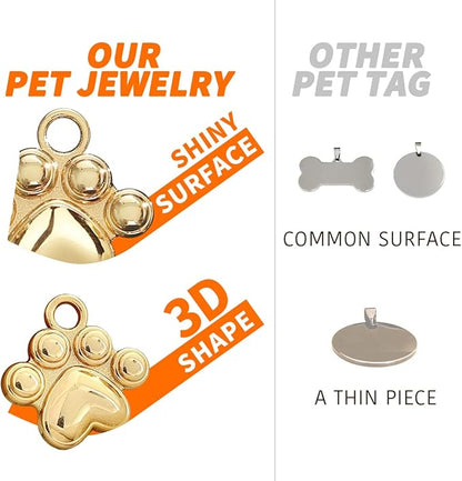 Dogs ID Tags Personalized Double Sided Deep Engraved Cat & Dog Collar Charm Paw - Image 5