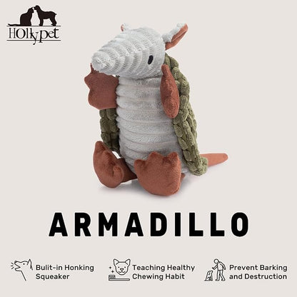 Hollypet Plush Dog Squeaky Toy Stuffed Armadillo Animal Pet Puppy Chew Toys - Image 4