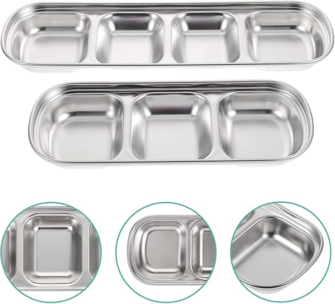 Ipetboom Compartment Pet Tray Food Bowls: 8pcs Stainless Steel Cat Bowl Divided - Image 3
