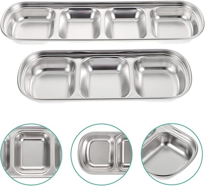 Ipetboom Compartment Pet Tray Food Bowls: 8pcs Stainless Steel Cat Bowl Divided - Image 3