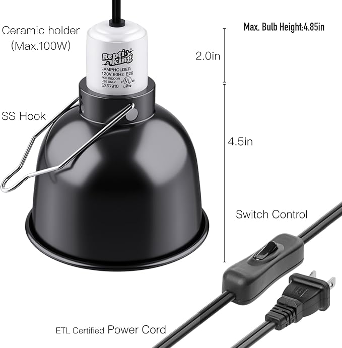 Reptile Light Fixture, 5.5'' Standard Dome - Image 4