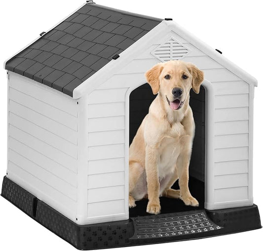 FDW Dog House Indoor Outdoor Durable Ventilate Waterproof Pet Plastic Dog House by FDW