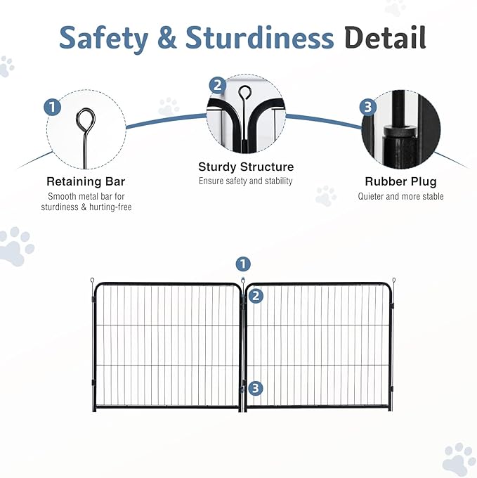 DUMOS Dog Playpen Indoor, Metal 24 Inch 2 Panels Foldable Pet Fence - Image 6