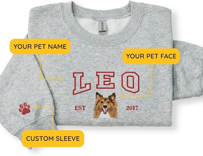 Custom Embroidered Sweatshirt Dog From Real Photo - Image 3