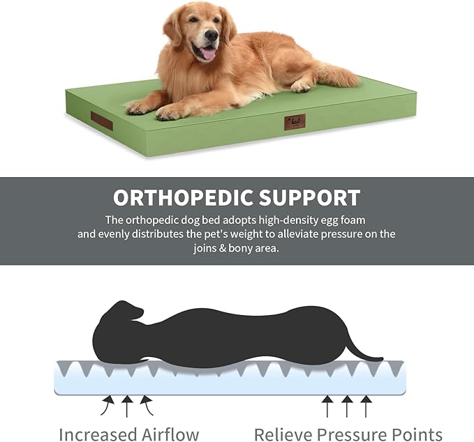 Outdoor Orthopedic Dog Bed for Extra Large Dogs, XL Waterproof Flat Pet Bed - Image 3