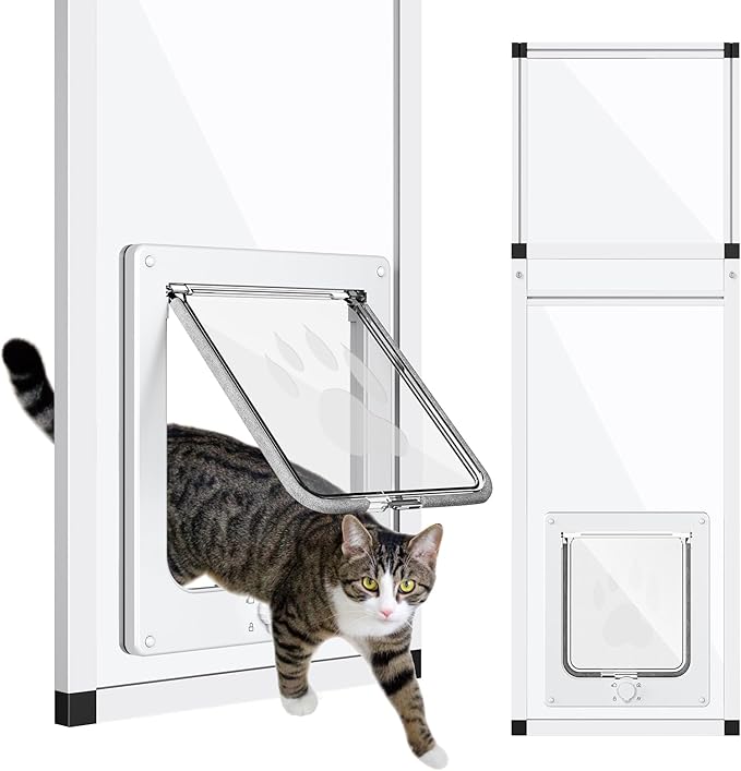 Vertical Cat Door for Window, Fits 41"-62" Height Window, 1-Min Install | by Yoochee