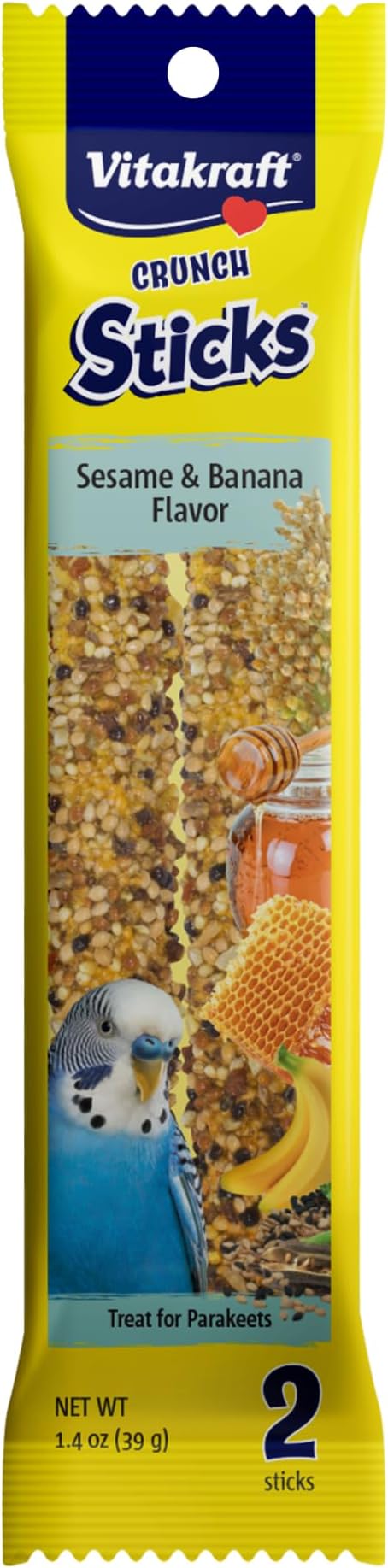 Vitakraft Crunch Sticks Parakeet Treat – 2 Sticks – Sesame and Banana Flavor by Vitakraft