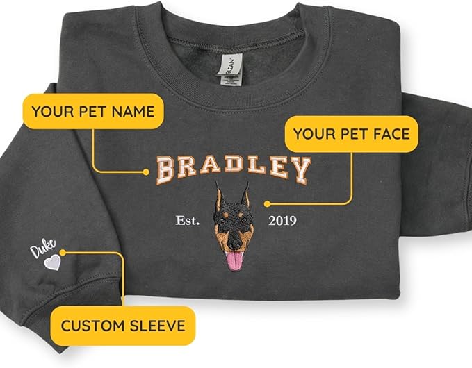 Custom Embroidered Sweatshirt Dog From Real Photo - Image 4