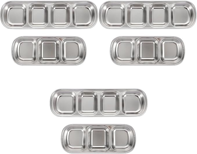 Ipetboom Compartment Pet Tray Food Bowls: 6pcs Stainless Steel Cat Bowl Divided by Unknown