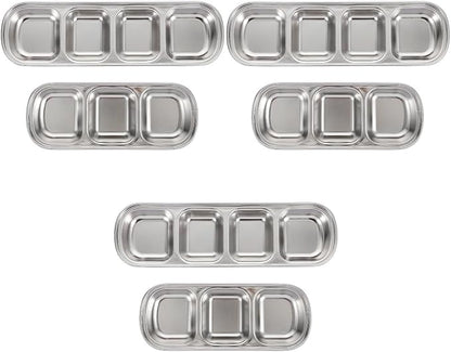 Ipetboom Compartment Pet Tray Food Bowls: 6pcs Stainless Steel Cat Bowl Divided by Unknown