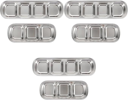 Ipetboom Compartment Pet Tray Food Bowls: 6pcs Stainless Steel Cat Bowl Divided by Unknown