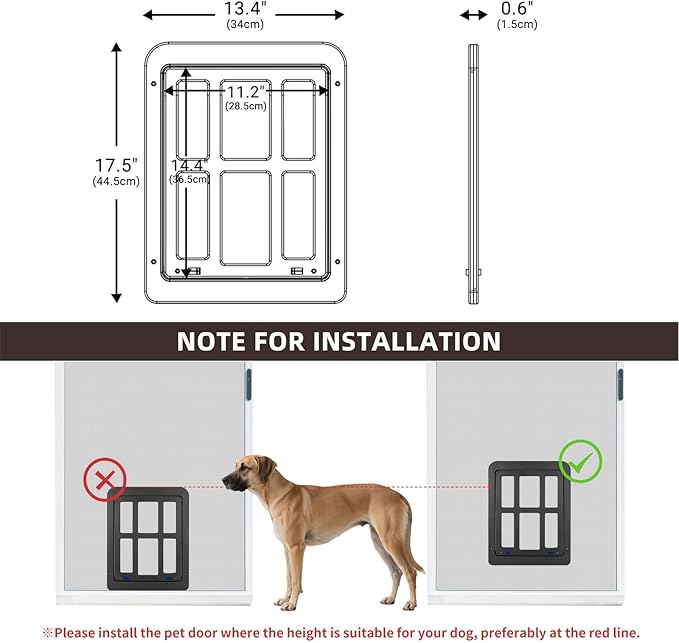 Dog Door for Screen Door with Magnetic Auto-Close, Lockable Doggy Door for - Image 6
