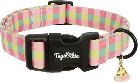 Dog Collar with Colorful Check Pattern, Spring Summer Collection Dog Collar by Unknown