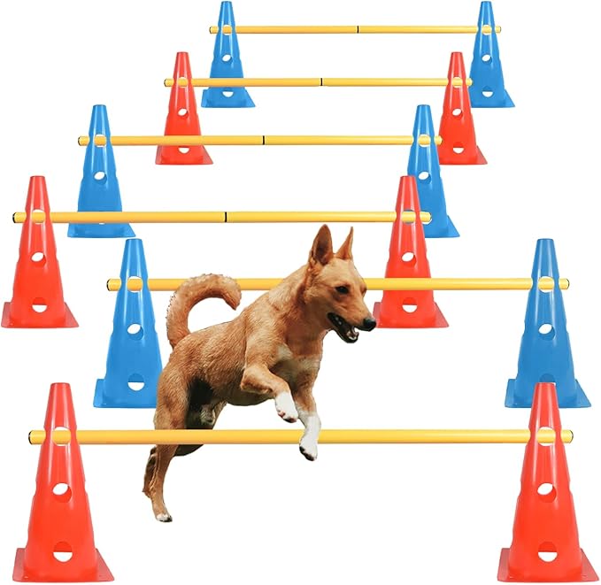 TNZMART Dog Agility Hurdle Cones Pet Jump Training Set Dog Agility Course by TNZMART