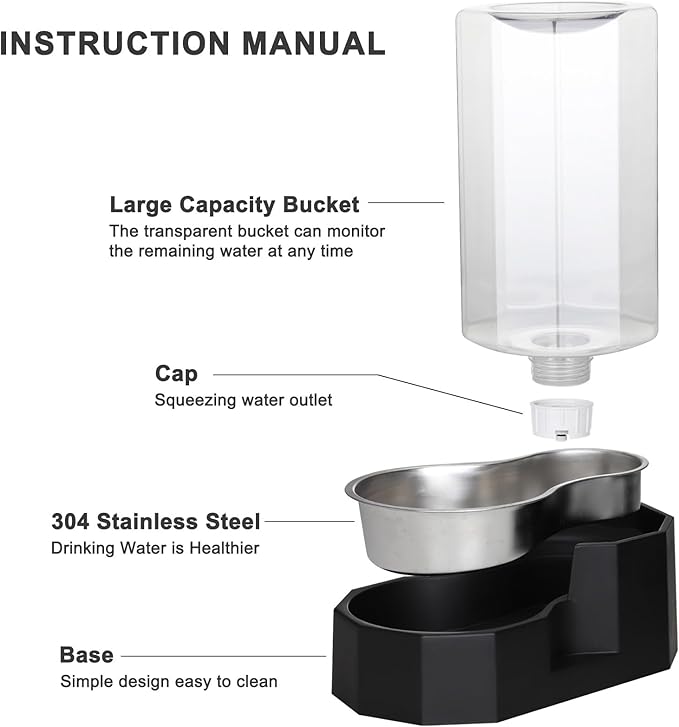 Sfozstra Black 8L Gravity Dog Water Dispenser - Image 5
