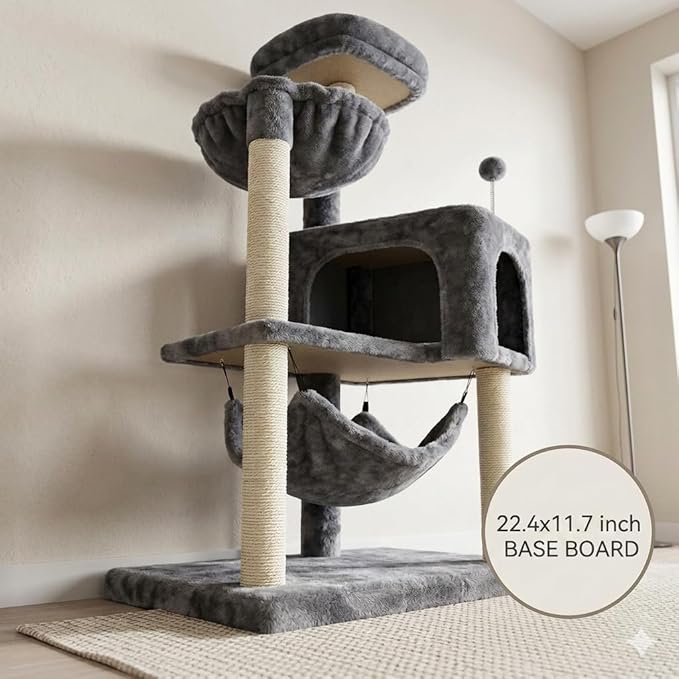 YUNIQUE Cat Tree with Cat Condo and Big Hammock - Image 9