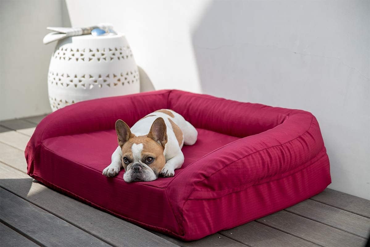 K9 Ballistics Tough Orthopedic Small Bolster Dog Bed - Washable, Durable and Water Resistant Dog Bed - Made for (S) Small Dogs, 24"x18", Blue Quartz