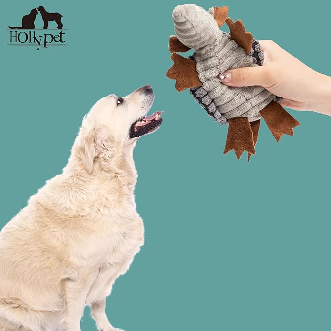Hollypet Plush Dog Squeaky Toy Stuffed Armadillo Animal Pet Puppy Chew Toys - Image 5