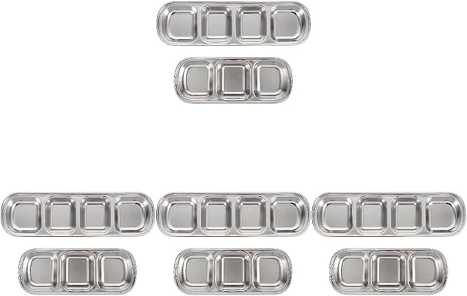 Ipetboom Compartment Pet Tray Food Bowls: 8pcs Stainless Steel Cat Bowl Divided by Unknown