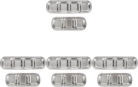 Ipetboom Compartment Pet Tray Food Bowls: 8pcs Stainless Steel Cat Bowl Divided by Unknown