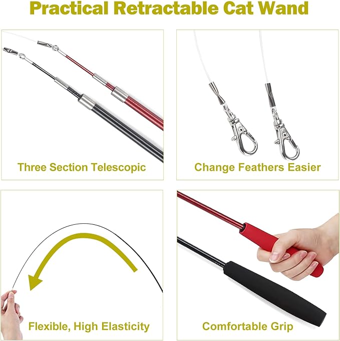 MeoHui Cat Toys for Indoor Cats, Interactive Cat Toy 2PCS Retractable Wand Toy - Image 4