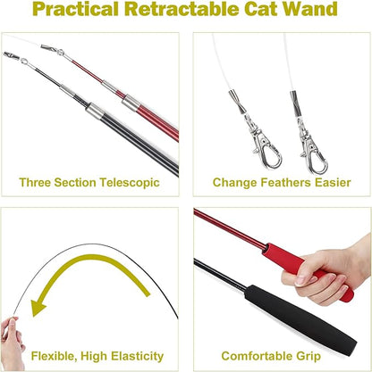 MeoHui Cat Toys for Indoor Cats, Interactive Cat Toy 2PCS Retractable Wand Toy - Image 4