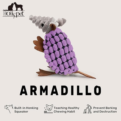 Hollypet Plush Dog Squeaky Toy Stuffed Armadillo Animal Pet Puppy Chew Toys - Image 4