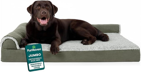 FurHaven Orthopedic Dog Bed for Large Dogs, L-Shaped Chaise Mattress by FurHaven