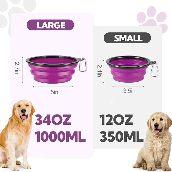 Collapsible Dog Bowl Large 2 Pack, Dog Water Bowls - Image 6