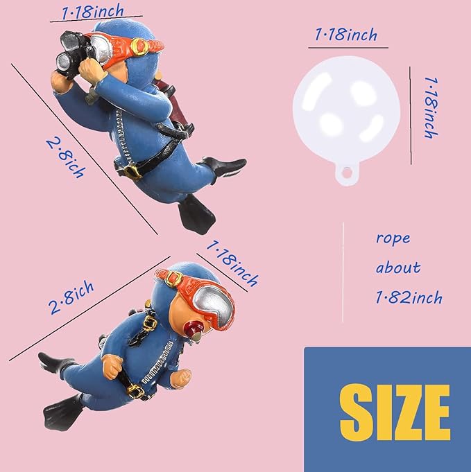 2-Pack Tank Decorations, Cute Little Diver, Aquarium Decoration Accessories - Image 2