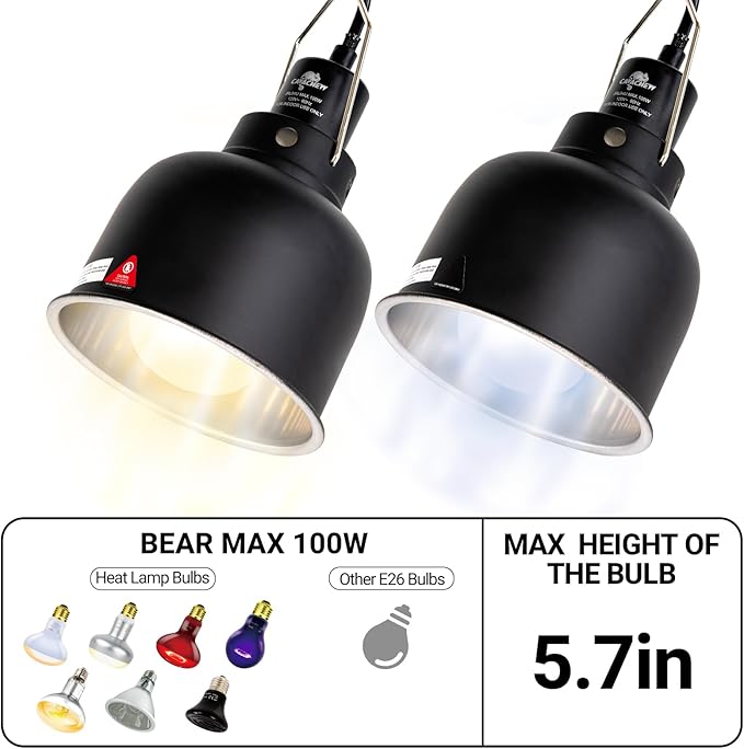 2 Pack Reptile Light Fixture, 5.5in Deep Dome Reptile Lamp Fixture, Optical - Image 4