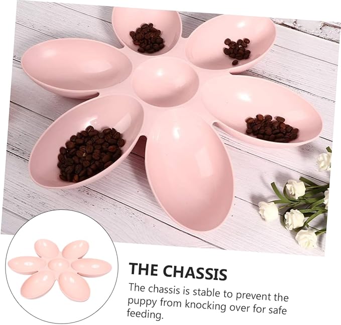 ERINGOGO PET Feeding Bowl for Cats and Dogs Flower Petal Shaped Pink 6-in-1 - Image 8