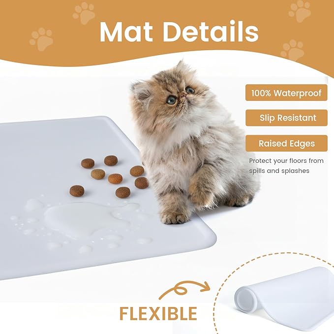 2 in 1 Elevated Dog Cat Bowls, 15°Tilted Pets Water and Food Bowl Set, Pet - Image 8