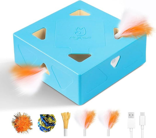 Migipaws Interactive Cat Toy -Migibox Without Popskin, Puzzle Toy by MigipawsCreateMoreEnjoymenttoPetsandFamily
