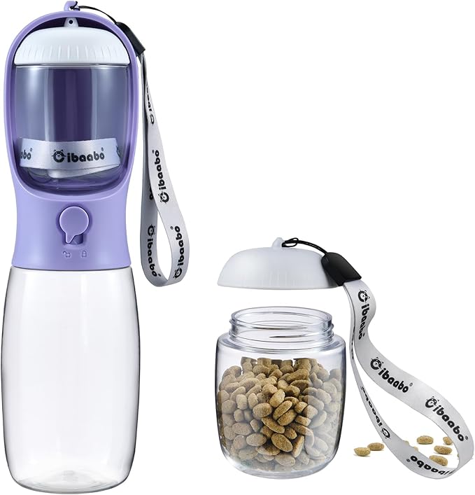 Cibaabo Dog Water Bottle with Food Container, Travel Puppy Water Bowl, Portable by Cibaabo