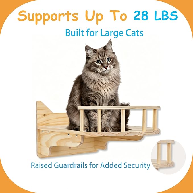 Cat Wall Shelves for Large Cats, Ladder Steps & Sisal Scratching Posts - Image 3