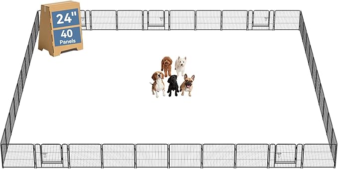 DUMOS Dog Playpen Indoor, Metal 24 Inch 40 Panels Foldable Pet Fence by DumosLifestyle