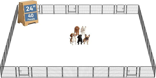 DUMOS Dog Playpen Indoor, Metal 24 Inch 40 Panels Foldable Pet Fence by DumosLifestyle