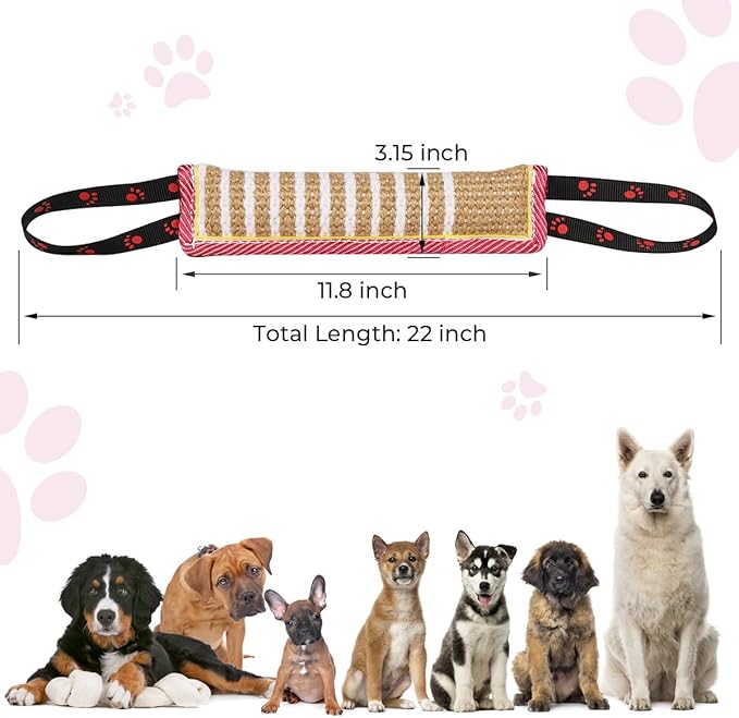DGSL Dog Tug Toy, Tug of War Dog Toy Jute Bite Pillow - Image 2