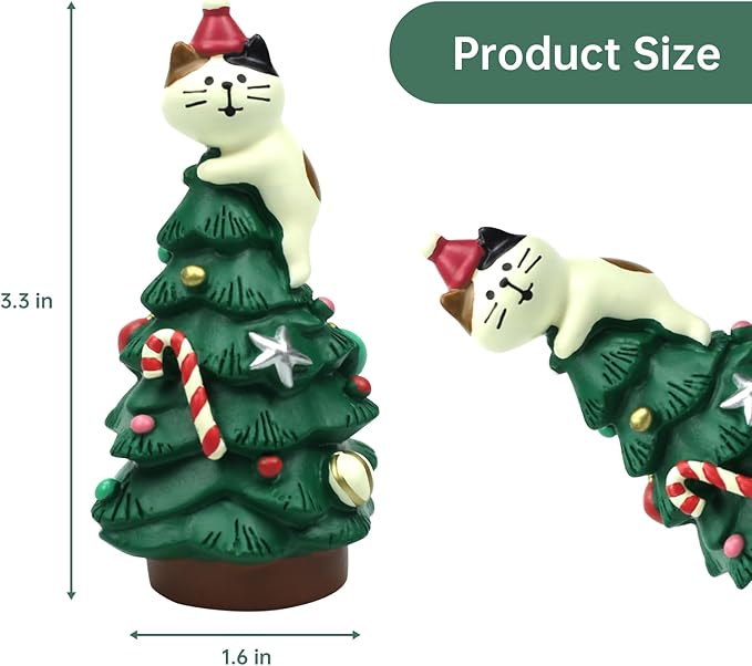 RAQWI 3.3 Inch Cute Cat Resin Christmas Tree Perfect - Image 2