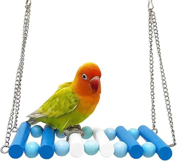Bird Swing, Parakeet Swing, Parrot Perch Stand, Natural Wooden Swing Hanging by Unknown