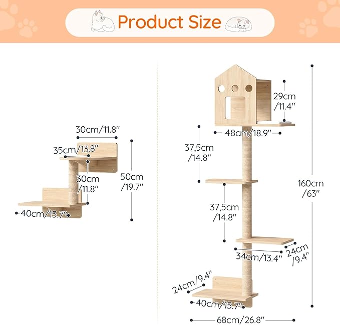 HOOBRO Cat Wall Shelves, Wood Wall Mounted Cat Shelves - Image 2