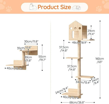 HOOBRO Cat Wall Shelves, Wood Wall Mounted Cat Shelves - Image 2