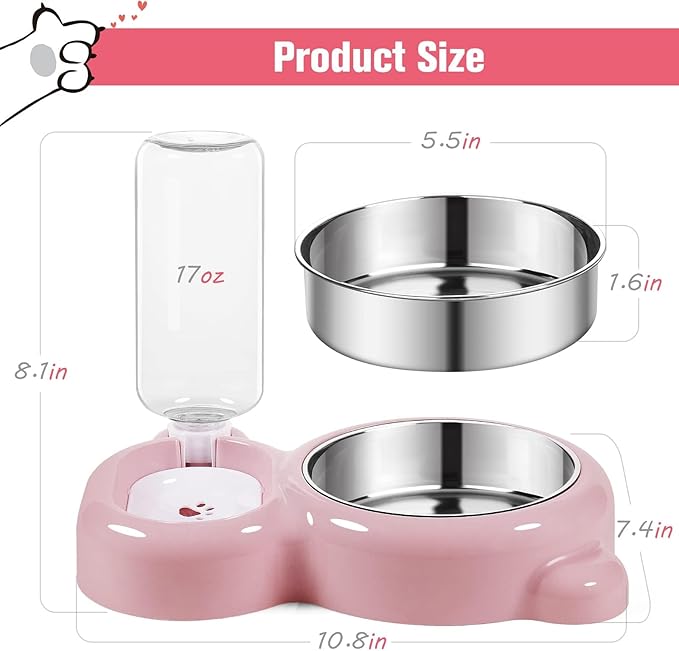 Double Dog Cat Bowls, Cat Food and Water Bowl Set - Image 5
