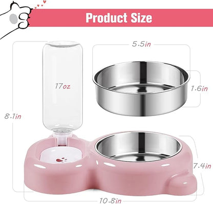 Double Dog Cat Bowls, Cat Food and Water Bowl Set - Image 5