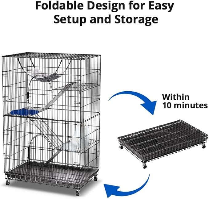 PawGiant 4-Tier Large Cat Cage Playpen, 51-inch Indoor/Outdoor Enclosure - Image 4